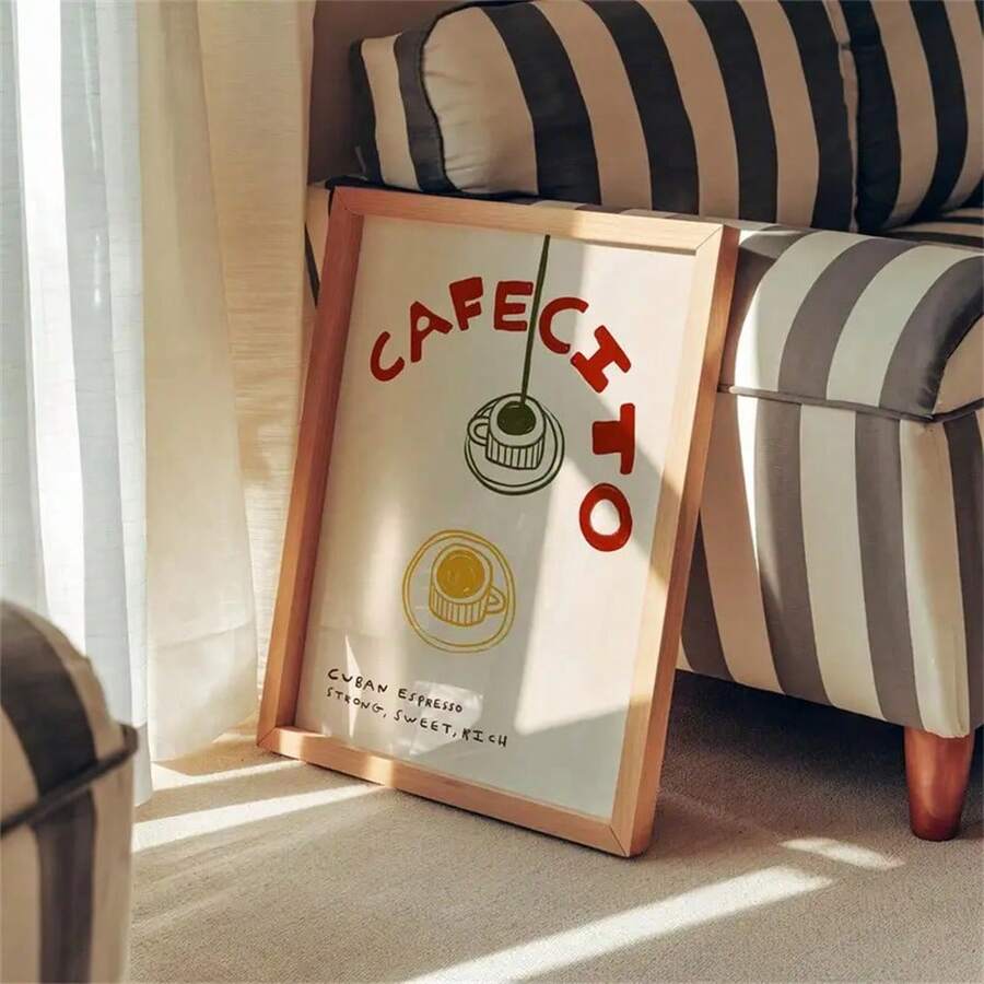 Retro espresso guide canvas with Cuban coffee text and red cream design
