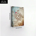 Size view 20 x 30 cm 8 x 12 in I Love You canvas wall art