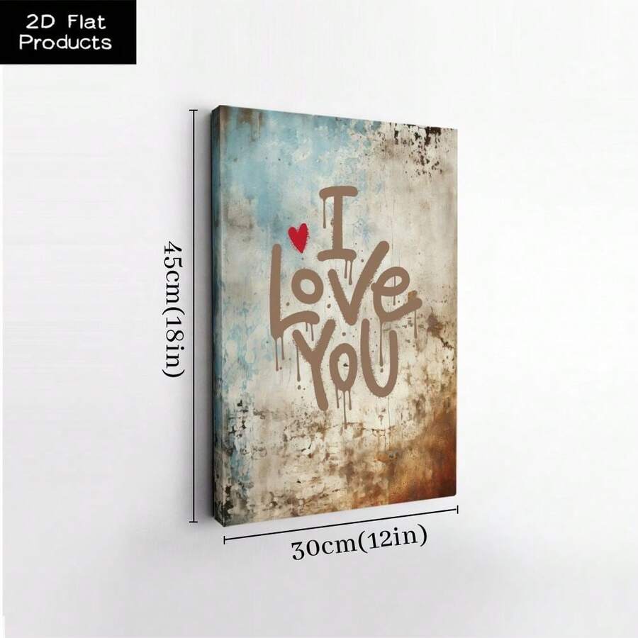 Size view 30 x 45 cm 12 x 18 in romantic graffiti love canvas