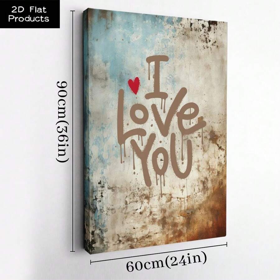 Size view 60 x 90 cm 24 x 36 in large I Love You graffiti canvas wall art