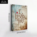 Size view 40 x 60 cm 16 x 24 in grunge I Love You canvas print