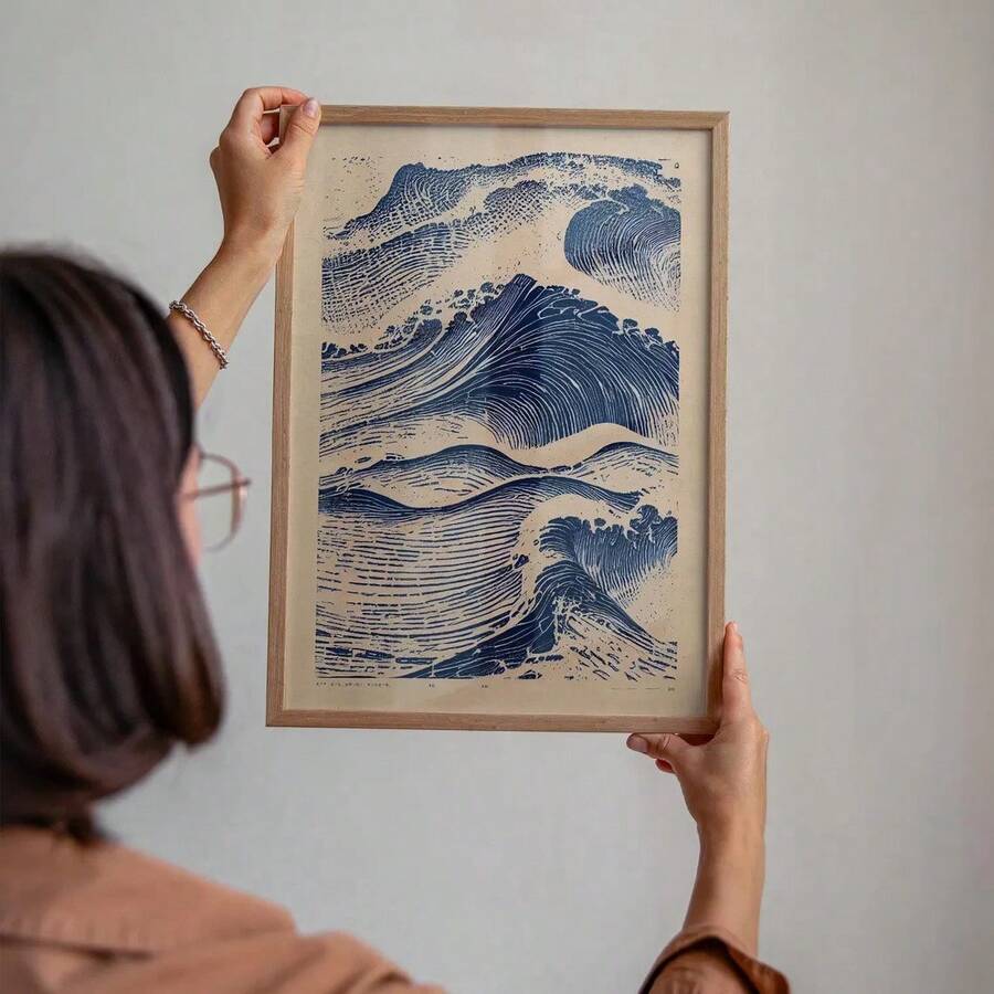 Bring timeless elegance to your space with this Vintage Japanese Wave Pattern Poster. Featuring a minimalist design inspired by classic Japanese art, this piece seamlessly complements modern interiors in living rooms, bedrooms, and dining areas.