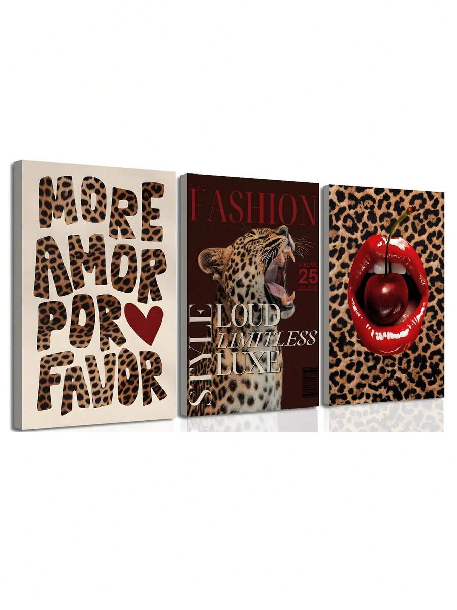 Triptych canvas wall art displayed as coordinated fashion editorial decor