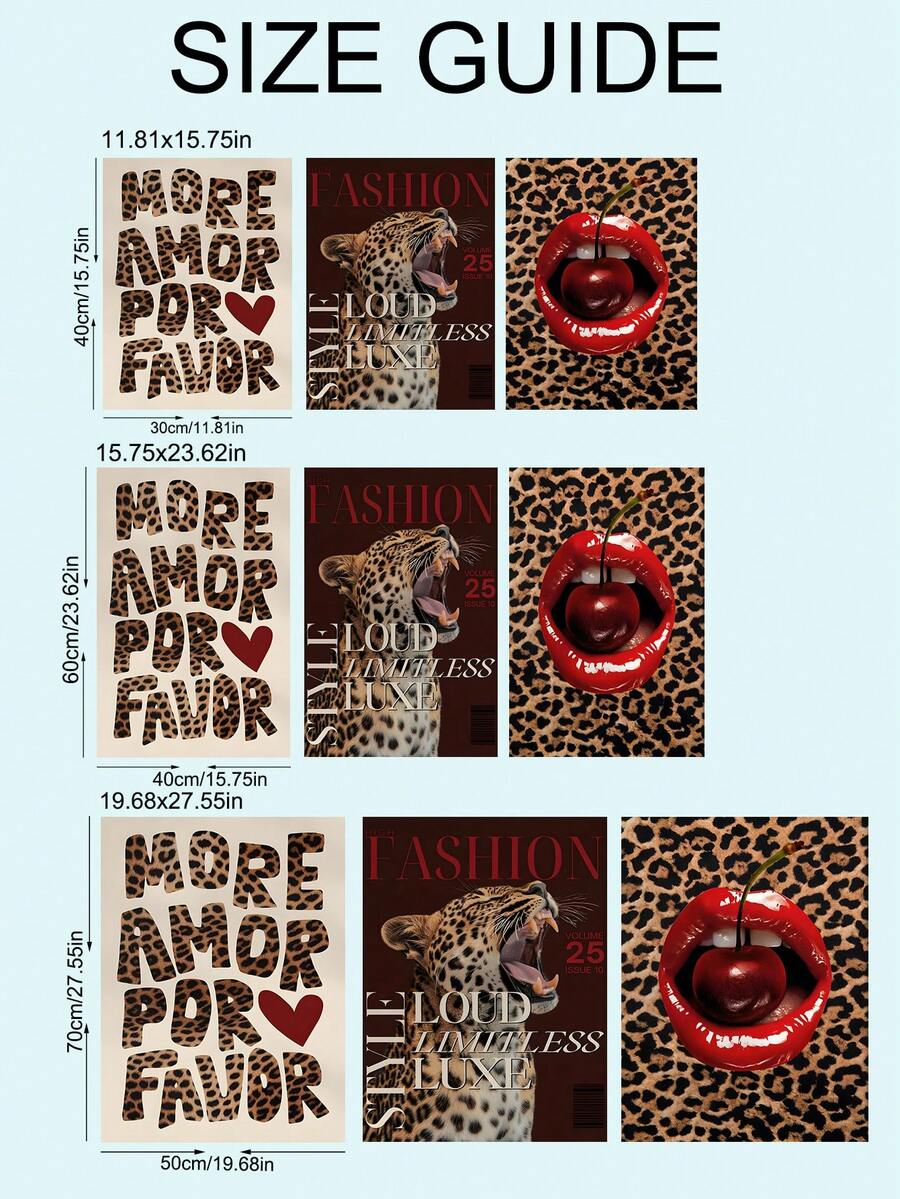 Unframed rolled tube option for leopard fashion canvas prints