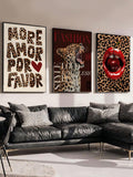 Fashion canvas set with More Amor Por Favor text and animal print panels