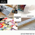 Canvas construction collage showing gallery wrapped canvas bright ink one inch thickness and ready to hang design