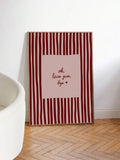 Red heart print and romantic poster set for bedroom or living room decor