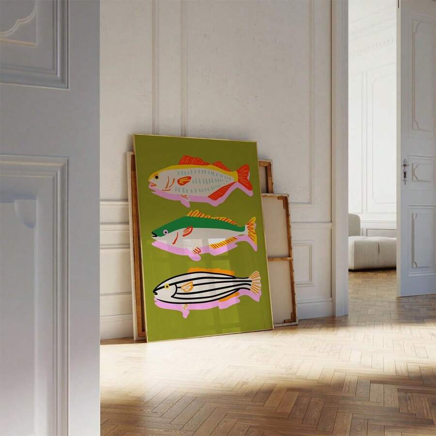 Bring coastal charm to your dining room with this vibrant Colorful Sardines Wall Art Print. Featuring a whimsical graphic design in multicolor tones, this modern canvas artwork captures the playful spirit of seafood-inspired decor. The waterproof canvas material ensures durability and easy maintenance, making it perfect for eclectic living spaces that celebrate bold, artistic expression. Display it unframed for a contemporary gallery look or frame it to match your existing décor. An ideal statement piece fo