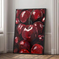 Room styling 2 of Cherry Canvas Art Poster, Vibrant Red Cherries With Green Leaves, Frameless Modern Wall Decor from Jose Collections