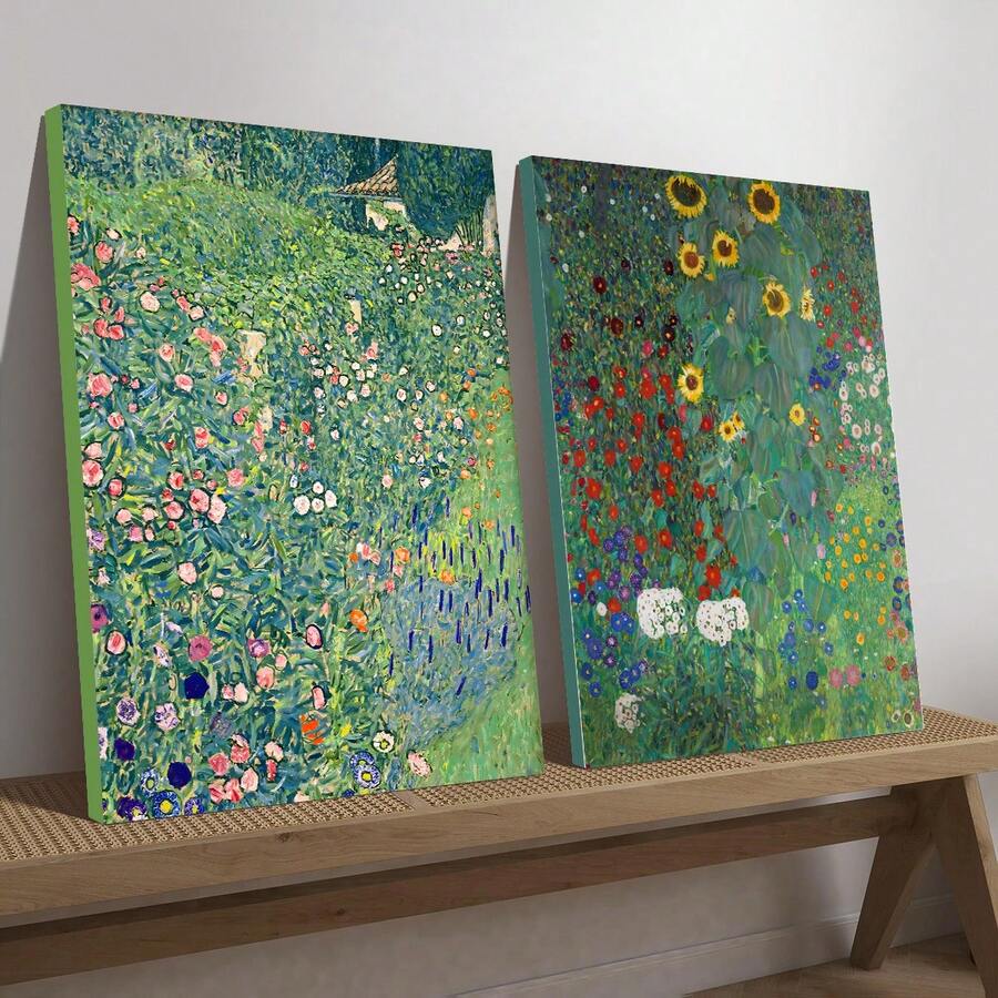 Transform your space with this stunning Gustav Klimt-inspired Italian Garden canvas art print. Featuring the signature Art Nouveau aesthetic with lush floral patterns and elegant botanical designs, this piece brings timeless sophistication to any room. Available in both framed and unframed options to suit your décor style. The high-quality canvas captures the intricate details and rich colors characteristic of Klimt's masterpieces. Perfect for dining rooms, living spaces, or any area needing an artistic tou