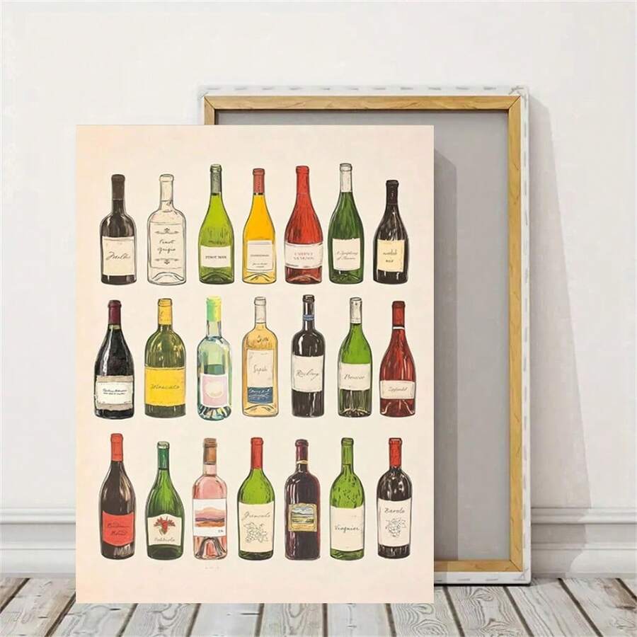 Decor inspiration view of modern wine bottle poster for home bar walls