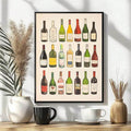 Front view of minimalist wine bottle canvas art for kitchen and dining wall decor