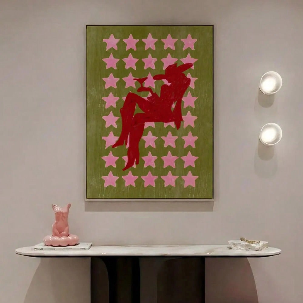 Elevate your space with this striking Western-inspired canvas art print, featuring a sophisticated silhouette rendered in rich olive green and bold red tones. Perfect for those who appreciate contemporary cowgirl aesthetics, this piece brings authentic frontier charm to modern interiors. 