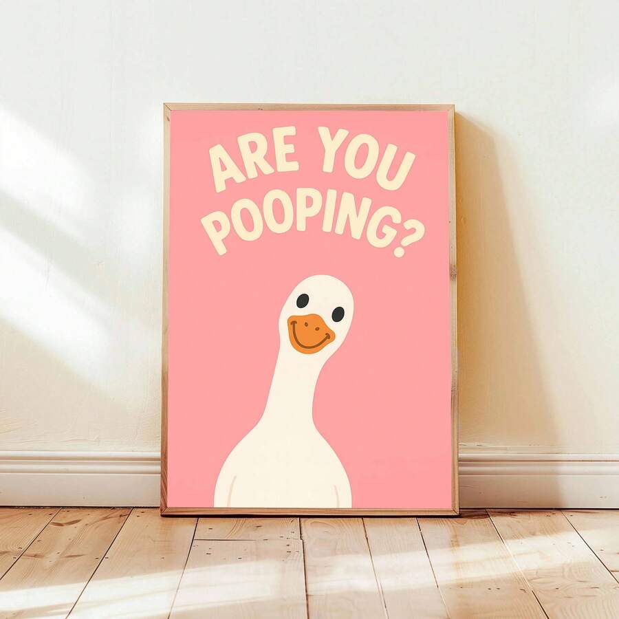 Bring humor and personality to any space with this hilarious Funny Goose Canvas Poster. Featuring a cheeky goose asking "Are You Pooping?" in bold lettering, this cartoon-style artwork is perfect for bathrooms, bedrooms, offices, or anywhere you want to add a laugh.