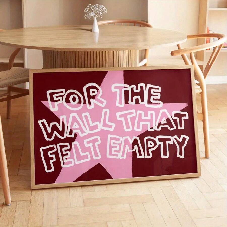 Transform your space with this striking retro pentagram canvas art featuring humorous quotes that spark conversation and laughter. The multicolor graphic design blends modern aesthetics with vintage vibes, perfect for living rooms, bedrooms, or dining areas seeking personality and edge. Crafted from durable canvas with waterproof properties, this hanging painting withstands everyday wear while maintaining its vibrant letter and graphic patterns. Whether you're decorating a dorm, apartment, or home, this pie