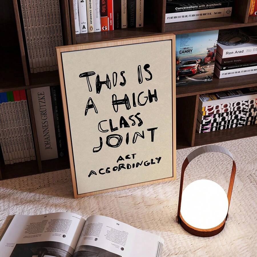 Brighten your space with this minimalist motivational poster featuring witty, humorous quotes that inspire without taking themselves too seriously. Printed on durable canvas with waterproof properties, it's perfect for dorms, offices, bedrooms, and modern living spaces. The clean, simple design with multicolor lettering complements any décor style while delivering daily doses of positivity and laughter. Unframed for flexible display options—hang it your way.