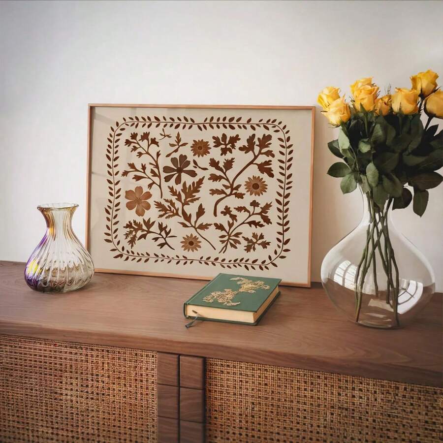 Bring botanical elegance into your space with this vintage-inspired boho wall art. Featuring soft, neutral tones and delicate floral motifs, this unframed canvas painting captures the essence of pastoral charm. The waterproof canvas ensures durability and longevity, making it perfect for any room in your home. Whether displayed in a living room, bedroom, or entryway, this piece adds a touch of natural sophistication to your decor.