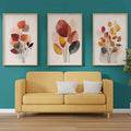 Boho botanical gallery wall set with abstract leaves