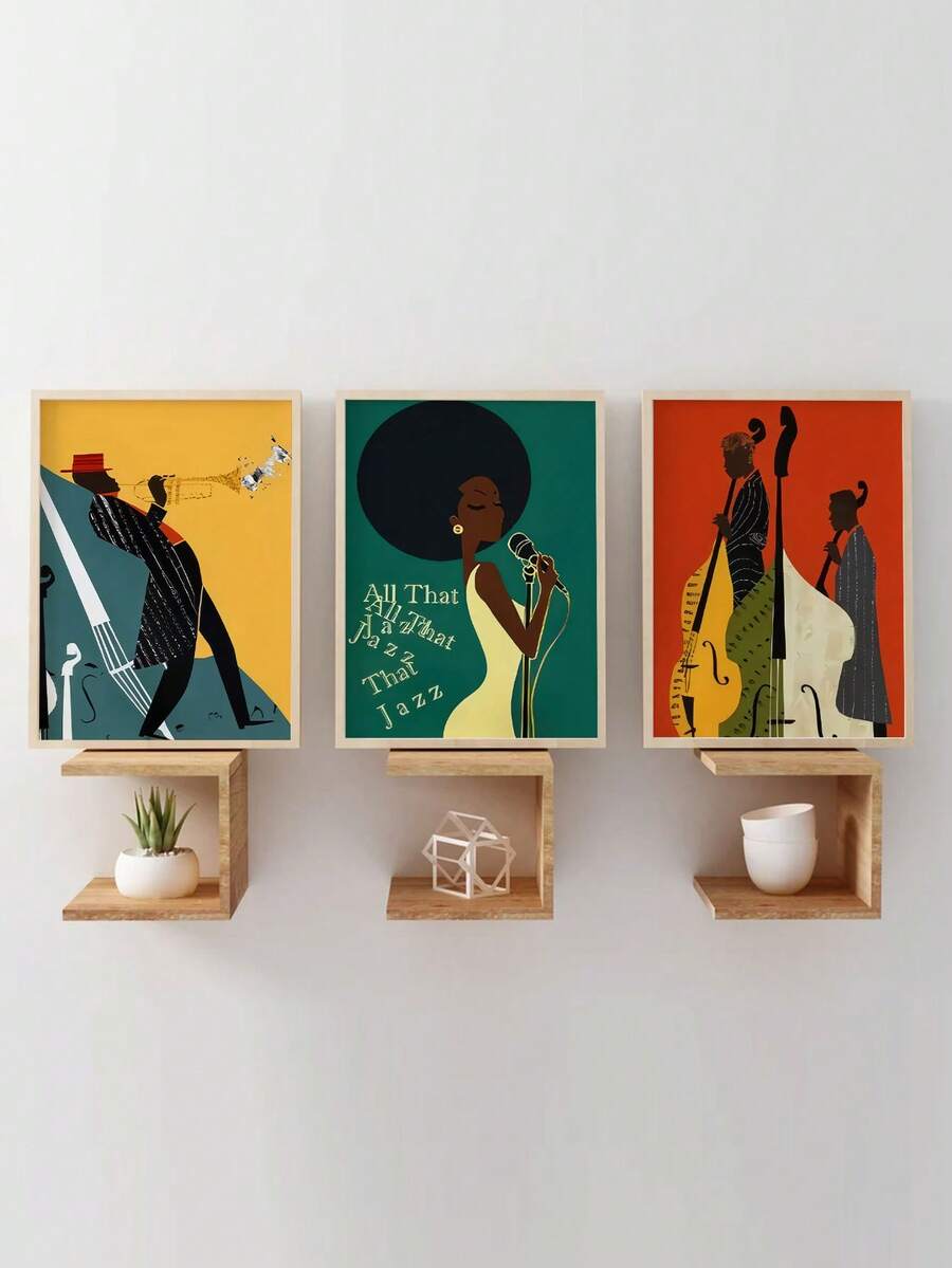 Transform your space with this stunning 3-piece unframed canvas set featuring vintage African musician art. Each print celebrates the rich heritage of jazz and African culture through expressive figure artwork rendered in vibrant multicolor tones. Perfect for living rooms, bedrooms, home offices, or any room seeking character and cultural depth, these canvas pieces bring warmth and sophistication to your décor.&nbsp;