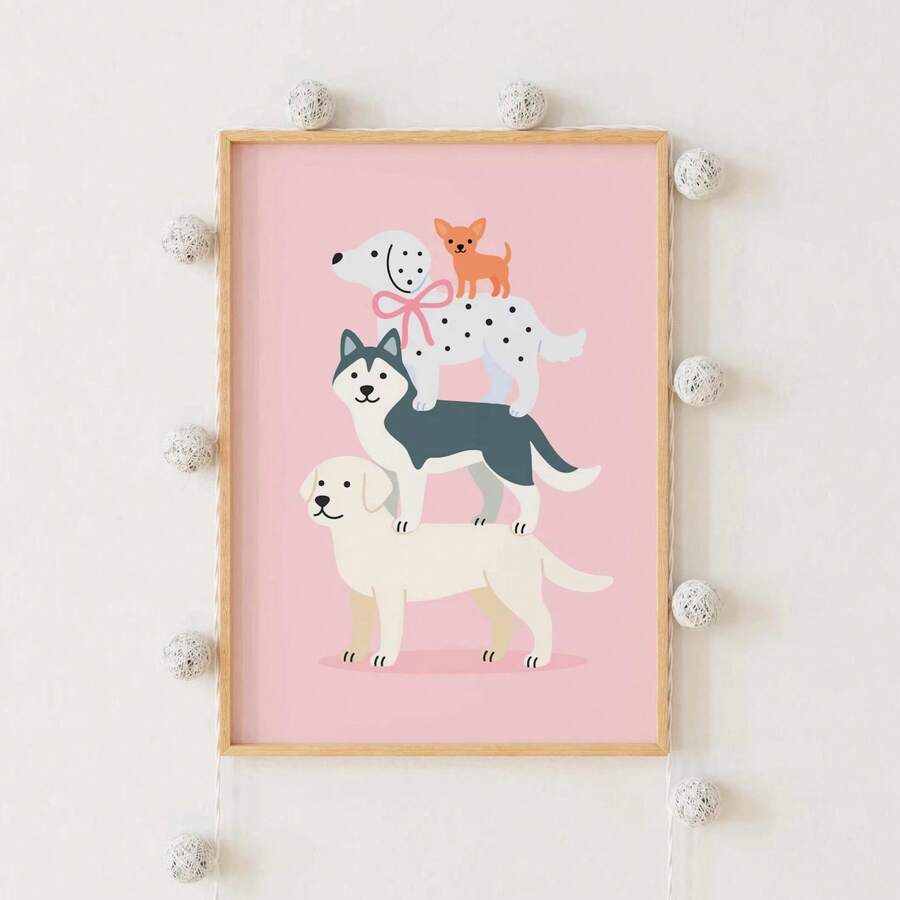 Bring playful charm to any space with this whimsical puppy poster. Featuring an adorable cartoon dog design, this canvas art is perfect for bedrooms, dorms, and home offices. The waterproof material ensures durability and easy maintenance, making it ideal for any room in your home. Whether you're decorating your own space or searching for the perfect gift for a dog lover, this unframed painting adds a touch of joy and personality to your walls. Display it solo or pair it with other pieces for a gallery-styl