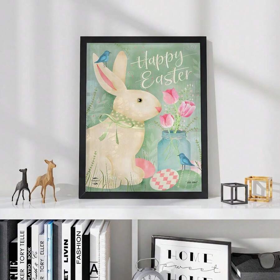 Bring festive spring charm to your home with this delightful Easter Bunny wall art. Featuring an adorable cartoon rabbit surrounded by colorful tulips and Easter eggs, this canvas print adds warmth and whimsy to any room. The waterproof canvas ensures durability and easy maintenance, making it perfect for dining rooms, bedrooms, or living spaces. Available as a framed, ready-to-hang painting that instantly transforms your décor. Ideal for Easter celebrations or year-round spring-inspired interiors.