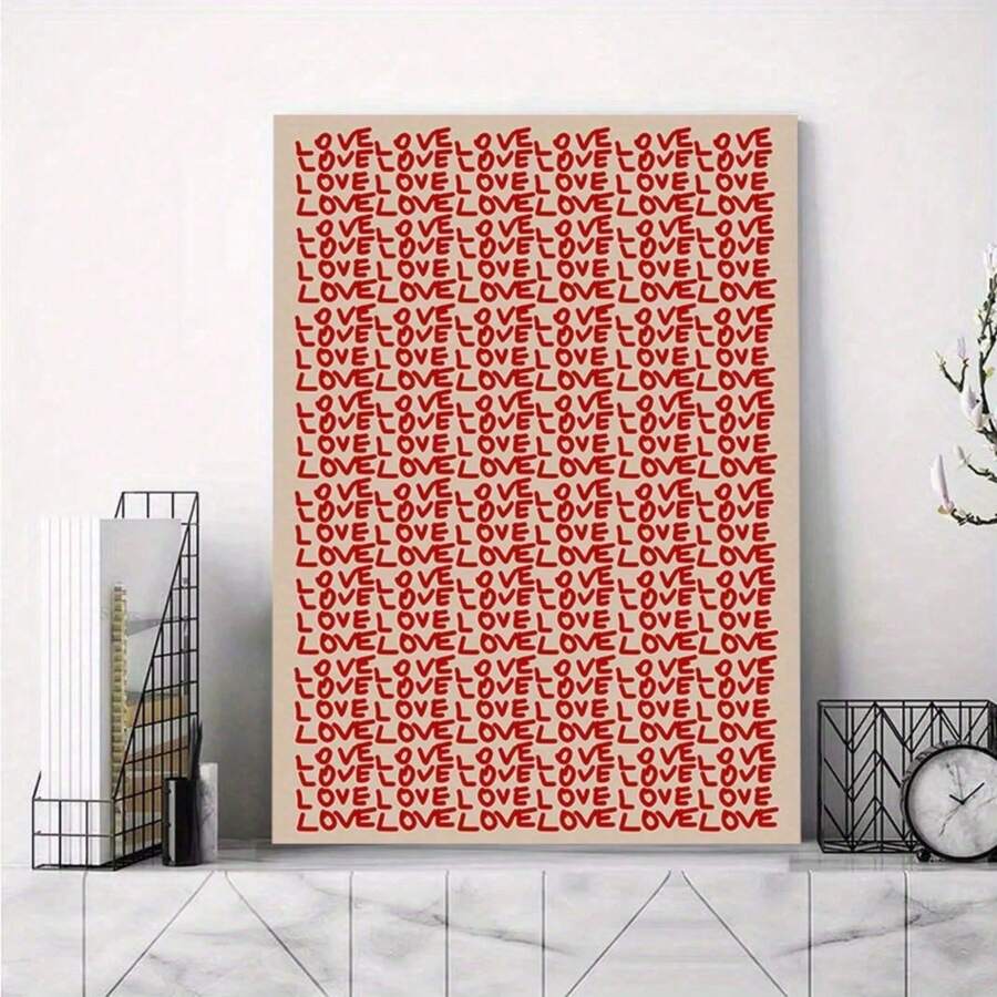 Elevate your space with this modern canvas love poster, featuring elegant letter patterns perfect for Valentine's Day celebrations. Crafted from high-quality canvas with waterproof protection, this unframed piece brings contemporary charm to any room—bedroom, dining room, office, or cafe. The minimalist design complements various decor styles while making a meaningful statement. Easy to display and versatile in placement, it's an affordable way to add warmth and romance to your walls.