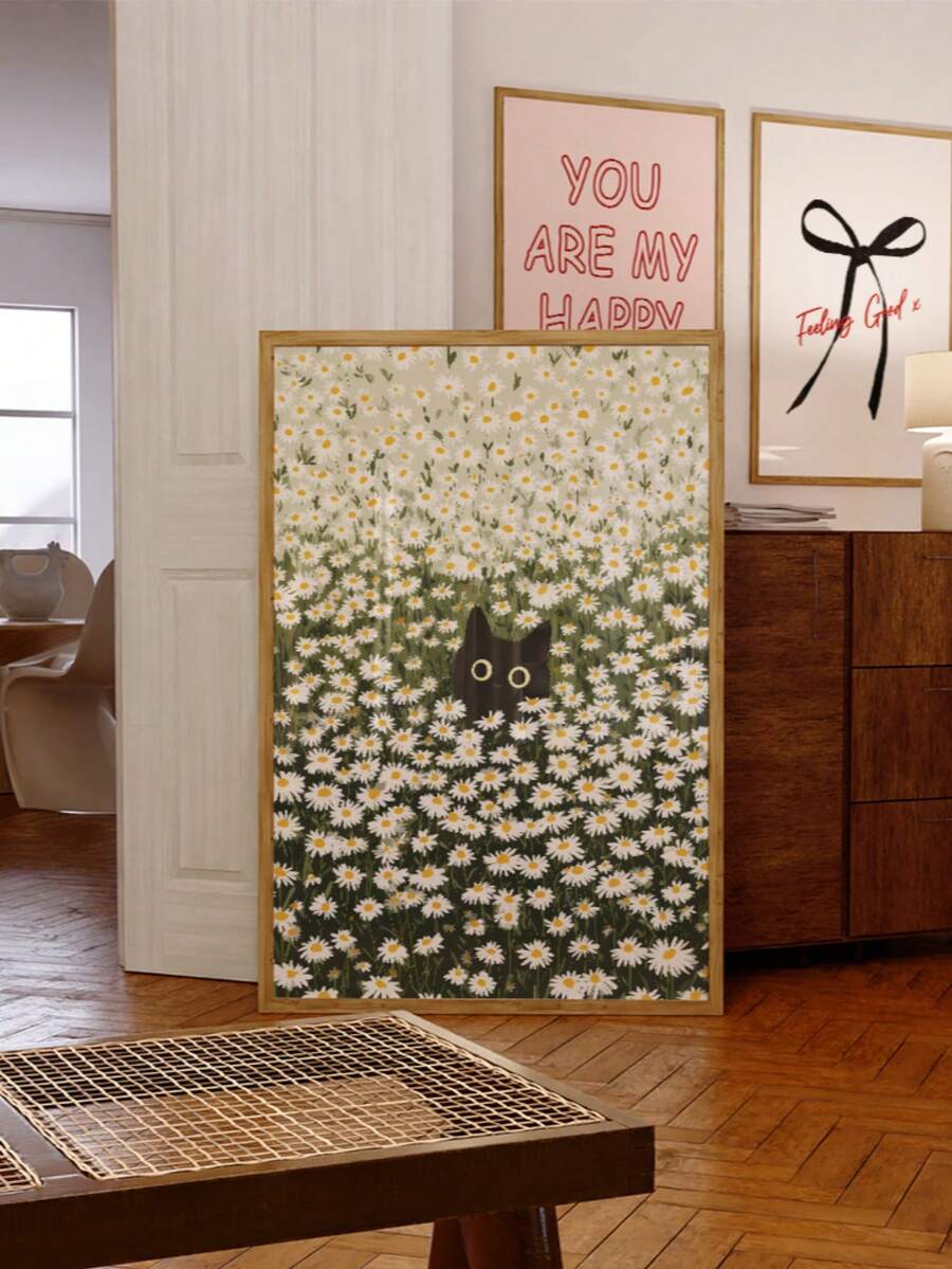 Bring timeless charm to your space with this enchanting black cat art print, nestled among delicate white daisies. Perfect for cat lovers and nature enthusiasts alike, this vintage-inspired piece combines whimsical storytelling with modern aesthetics.