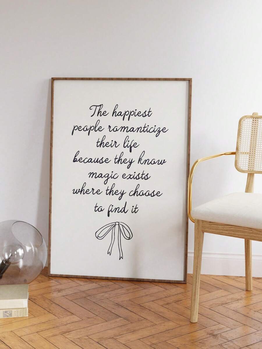 Transform your space with this frameless canvas poster featuring the uplifting message "Magic Exists." Perfect for adding a touch of whimsy and motivation to your dining room or any area needing inspiration. This minimalist design combines elegant typography with a subtle bow-themed graphic, creating a sophisticated yet playful aesthetic. The simple, clean style complements modern and eclectic interiors alike.&nbsp;