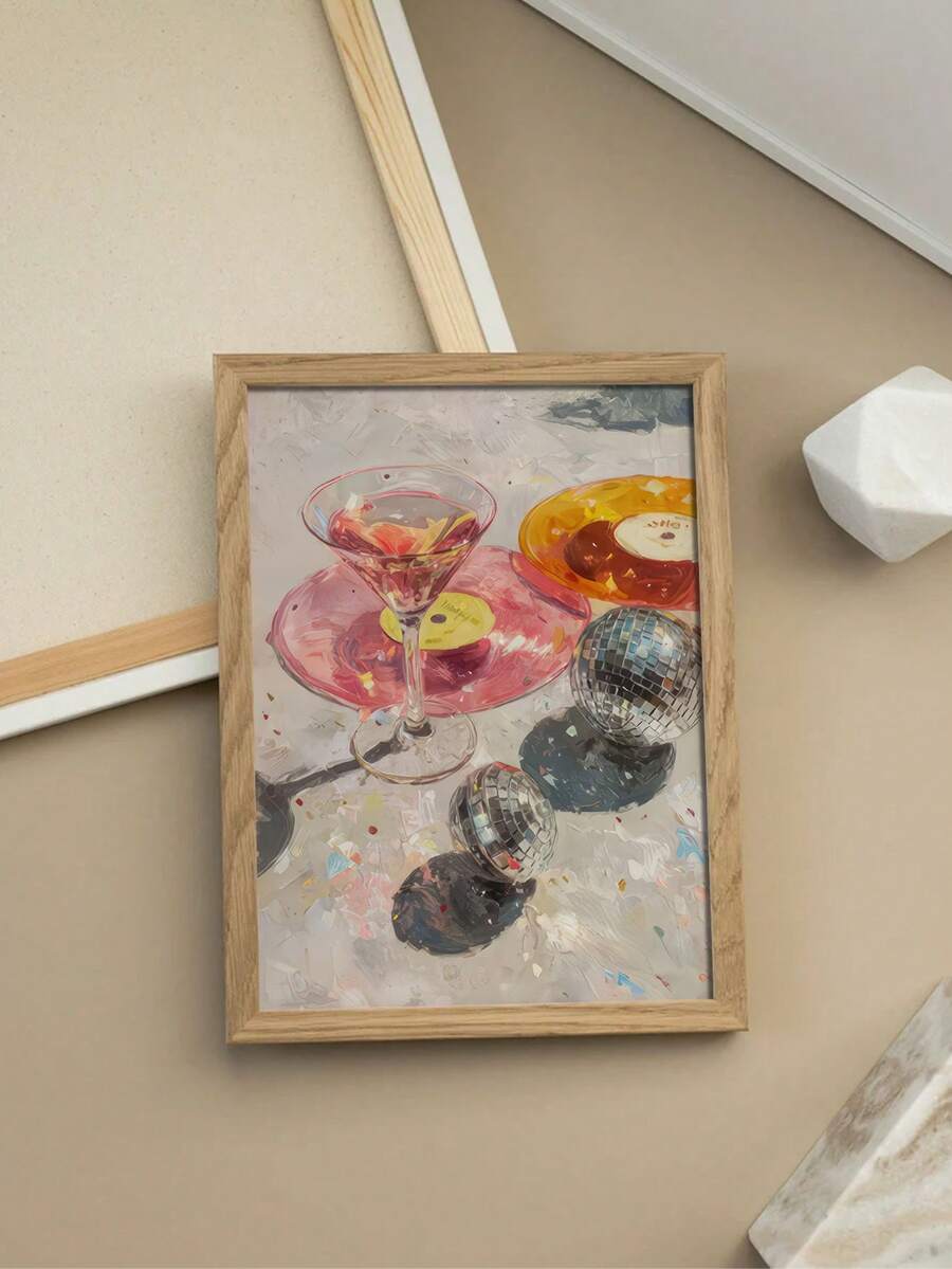 Elevate your space with this stunning vintage martini and disco ball canvas art print. Featuring glamorous pink glitter accents and abstract styling, it's the perfect statement piece for modern bedrooms and living rooms alike. The waterproof canvas ensures durability and easy maintenance, while the unframed design offers versatile decorating options. Whether you're a cocktail enthusiast or disco lover, this chic artwork brings retro-inspired elegance and contemporary flair to any room.