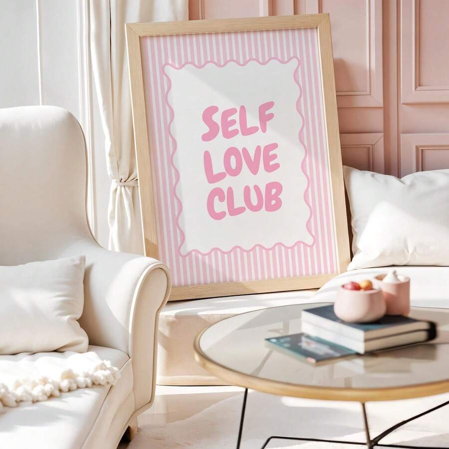Elevate your space with this modern motivational poster celebrating self-love and confidence. Featuring a sleek pink stripe aesthetic design, this frameless canvas art combines inspiring typography with contemporary style. Perfect for bedrooms, dorms, and home offices, it brings positive energy to any room. The waterproof canvas ensures durability and easy maintenance, making it ideal for various environments. Simple yet impactful, this unframed piece lets you customize your display with any frame style tha