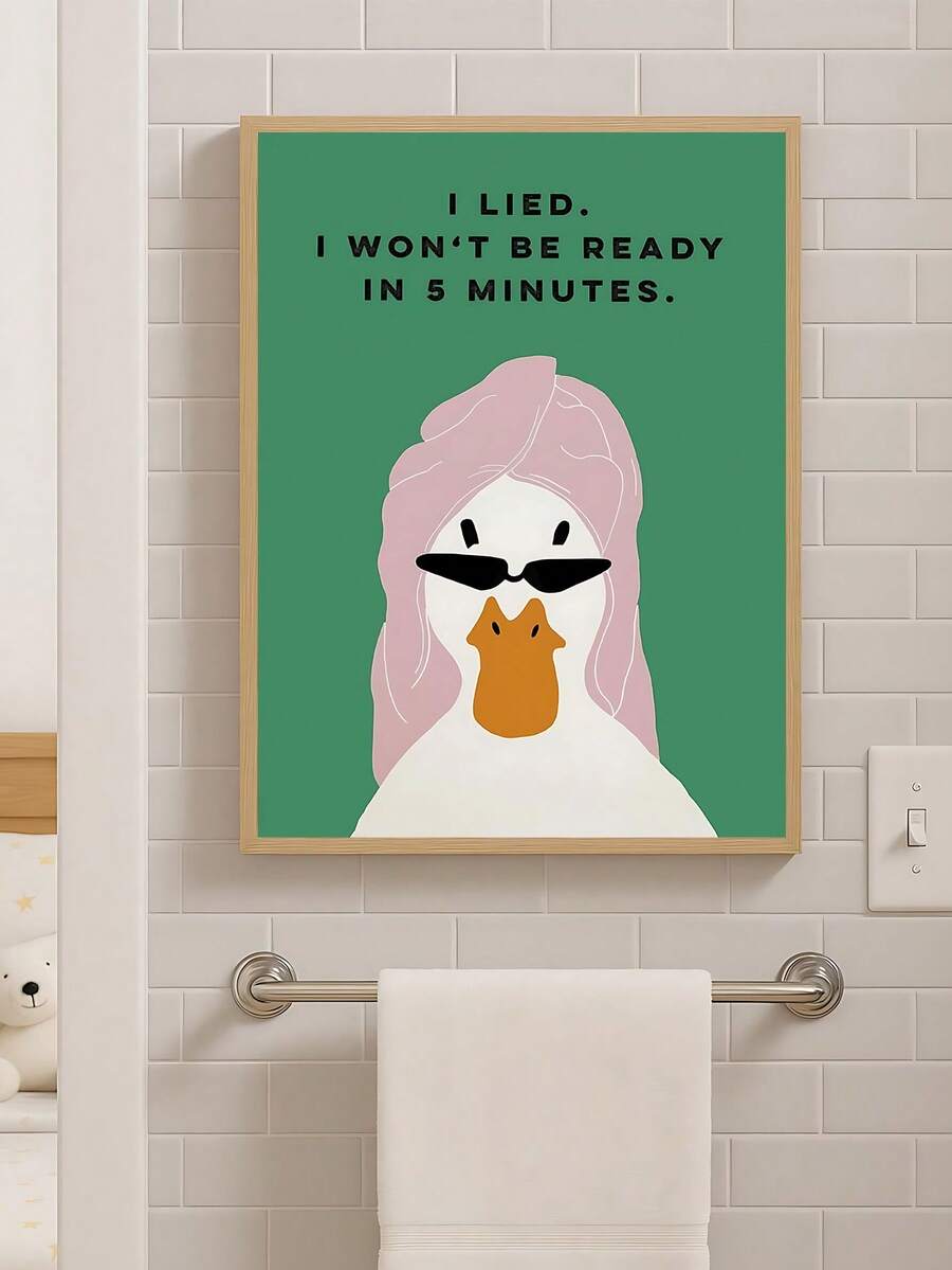 Funny Duck Bathroom Poster, The Ideal Gift For Friends,  Retro Self-Care Art Print, Bedroom Art Print 1