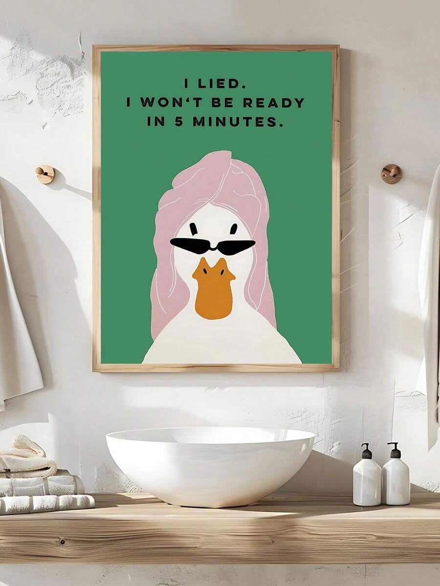 Funny Duck Bathroom Poster, The Ideal Gift For Friends,  Retro Self-Care Art Print, Bedroom Art Print 1