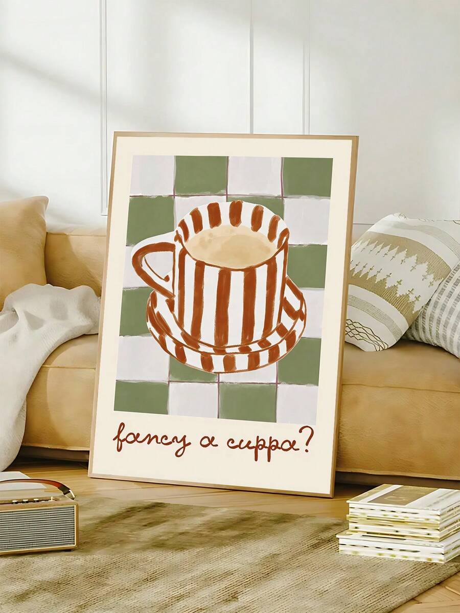 Bring warmth and character to your kitchen, office, or restaurant with this charming vintage tea poster. Featuring a delightful "A Cuppa" design, this piece combines nostalgic appeal with modern sensibility. Available as both framed and unframed options on premium canvas, it's the perfect accent for any space. The waterproof, removable design makes it easy to display and reposition without commitment. Whether you're a tea lover or simply appreciate vintage aesthetics, this striped pattern artwork adds insta