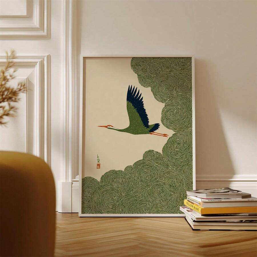 Bring serene elegance to your space with this frameless Japanese crane wall art. Featuring a minimalist design, this unframed canvas print showcases an intricate crane pattern rendered in modern style. Crafted from durable polyester fabric, it's waterproof and ready to hang, making it perfect for any room—bedroom, living room, or office. The clean lines and peaceful aesthetic complement contemporary and traditional interiors alike. Transform your walls with timeless Asian-inspired artistry that adds sophist