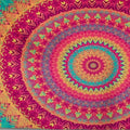 Teal navy circular mandala tapestry variant displayed as fabric wall art