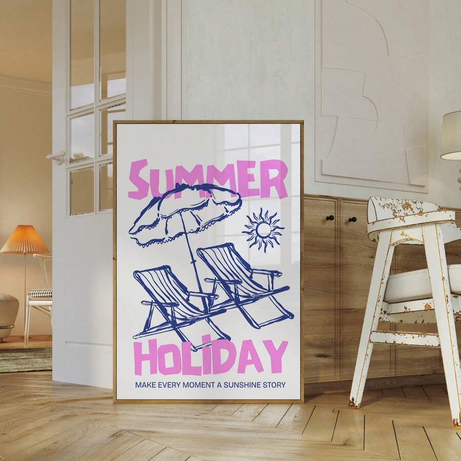 Bring coastal charm into your space with this minimalist beach chair art print. Featuring a clean, modern design with summer-inspired graphics, this unframed canvas captures the essence of seaside relaxation. The waterproof material ensures durability and easy maintenance, making it perfect for any room—from your dining area to a bedroom or living space. Its versatile aesthetic complements contemporary decor while evoking those carefree beach vibes year-round. Transform your walls with effortless coastal el