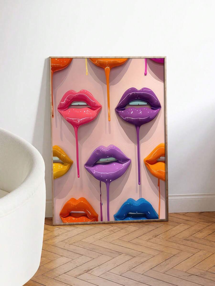 Transform your space with this striking vibrant multi-color glossy lip art canvas poster. Featuring bold abstract design elements and modern graphic styling, this unframed painting brings contemporary flair to any room. Crafted on premium canvas with a waterproof finish, it's perfect for dining rooms, bedrooms, or living spaces.