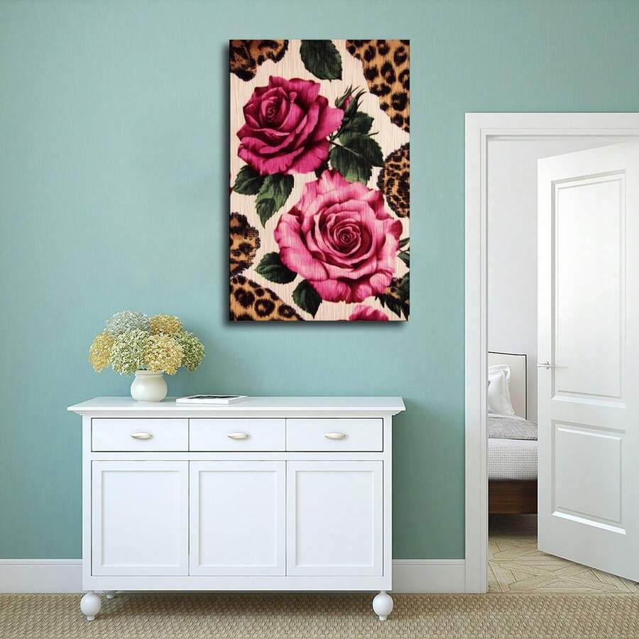 Vintage floral poster in slim black frame