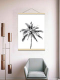 Black and white palm tree botanical wall art