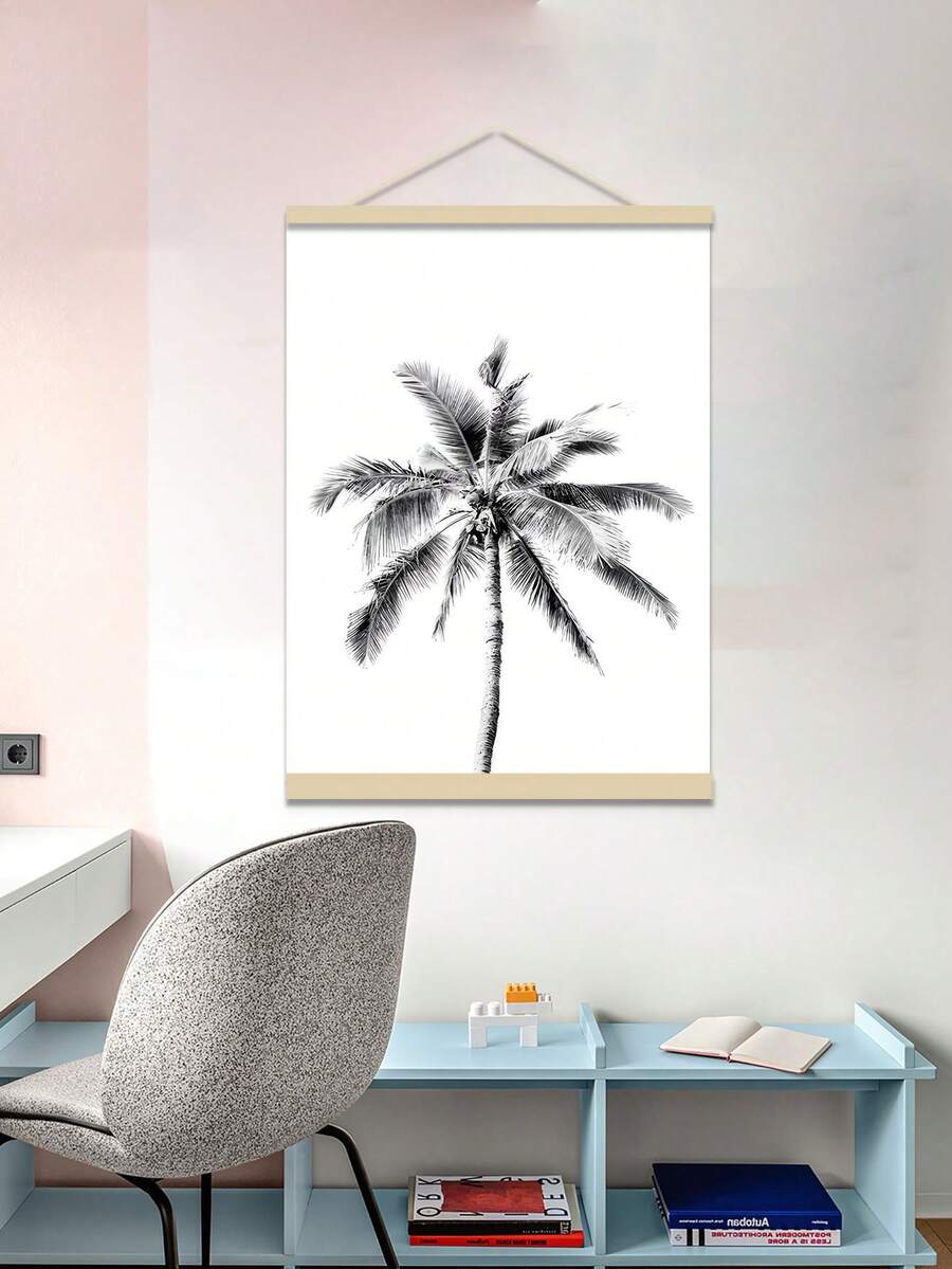 Colorful tropical seaside bar and palm tree wall art