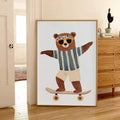 Whimsical bear illustration poster for kids room playroom toddler bedroom or reading nook