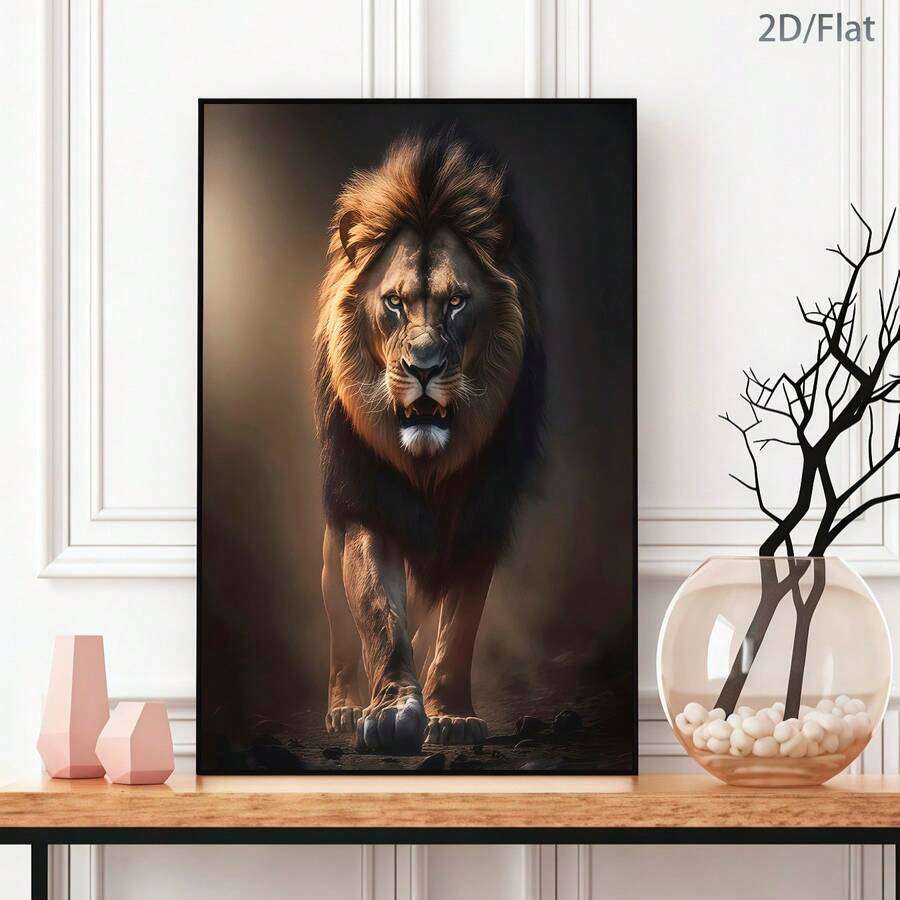 Bring fierce elegance into your space with this striking Majestic Angry Lion Canvas Art. Featuring a powerful animal graphic in modern style, this unframed hanging painting showcases bold wildlife imagery on premium canvas. Perfect for home offices, living rooms, or creative spaces, the waterproof fabric painting adds dramatic character to any wall. The scroll design offers versatile display options, making it an ideal statement piece for those who appreciate nature-inspired contemporary decor.