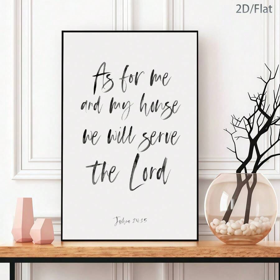 Inspire your space with this striking retro canvas art featuring the powerful message "We Will Serve God" from Joshua 24:15. Designed with modern minimalist aesthetics, this unframed hanging painting combines bold graphic lettering with a timeless spiritual message.