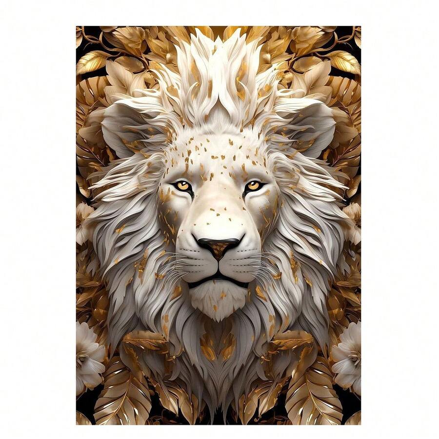 Elevate your space with this stunning Majestic White Lion Canvas Art, a striking fusion of wildlife elegance and contemporary design. Featuring a noble white lion adorned with shimmering golden feathers, this piece brings sophistication and drama to any room.