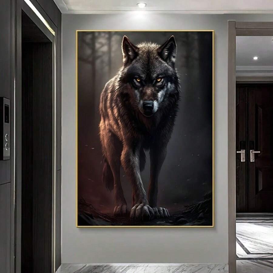 Transform your space with this striking modern abstract wolf jungle canvas art. Featuring a bold animal graphic design (Pattern 222), this unframed painting brings contemporary style to any room. Crafted on premium canvas with waterproof properties, it's perfect for living rooms, bedrooms, or creative spaces. The frameless design offers versatile display options—hang it solo for impact or combine with other pieces for a gallery wall effect. Durable and easy to maintain, this piece adds personality and artis
