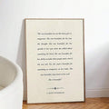Vintage Fitzgerald quote poster in a light oak frame