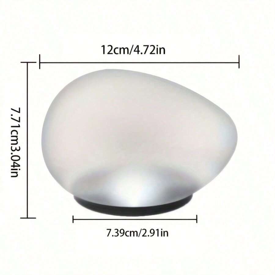Pebble lights dimension graphic showing 12 cm length 7.71 cm height and 7.39 cm base