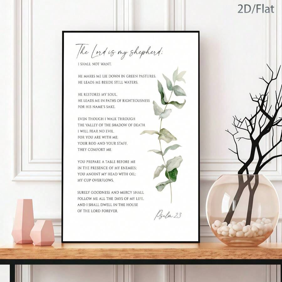Modern Psalm 23 Wall Art – 'The Lord Is My Shepherd' Canvas Decoration for Home &amp; Office Bring spiritual inspiration into your space with this contemporary canvas interpretation of Psalm 23.