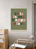 This Is My Happy Place Bohemian Canvas Wall Art Vintage Inspirational Quote Decor