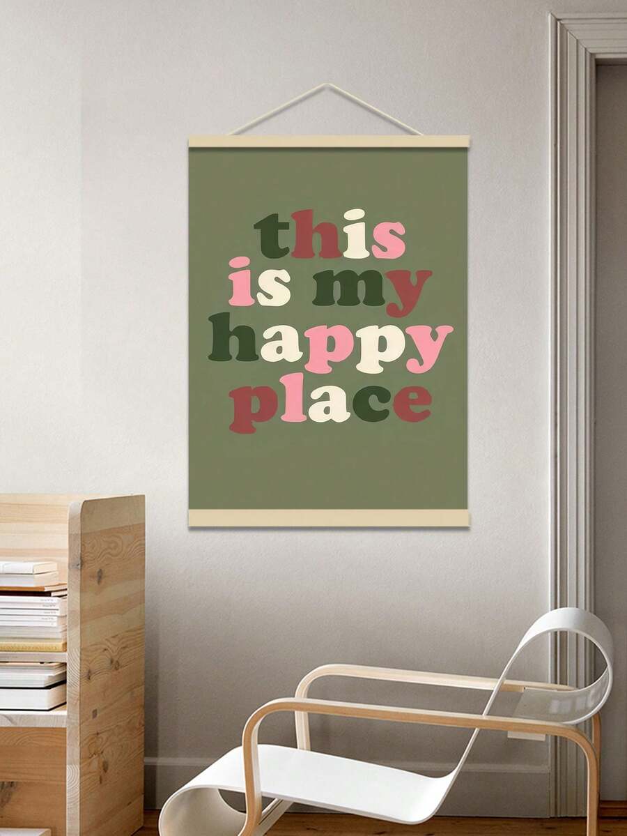 This Is My Happy Place Bohemian Canvas Wall Art Vintage Inspirational Quote Decor